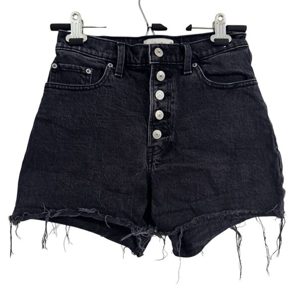 Abercrombie & Fitch Women's 25/0 High Rise 4" Shorts Black Denim - Picture 2 of 10